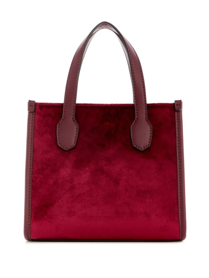 GUESS Handbags Silvana Velvet Mini Tote Gold 8211 Women