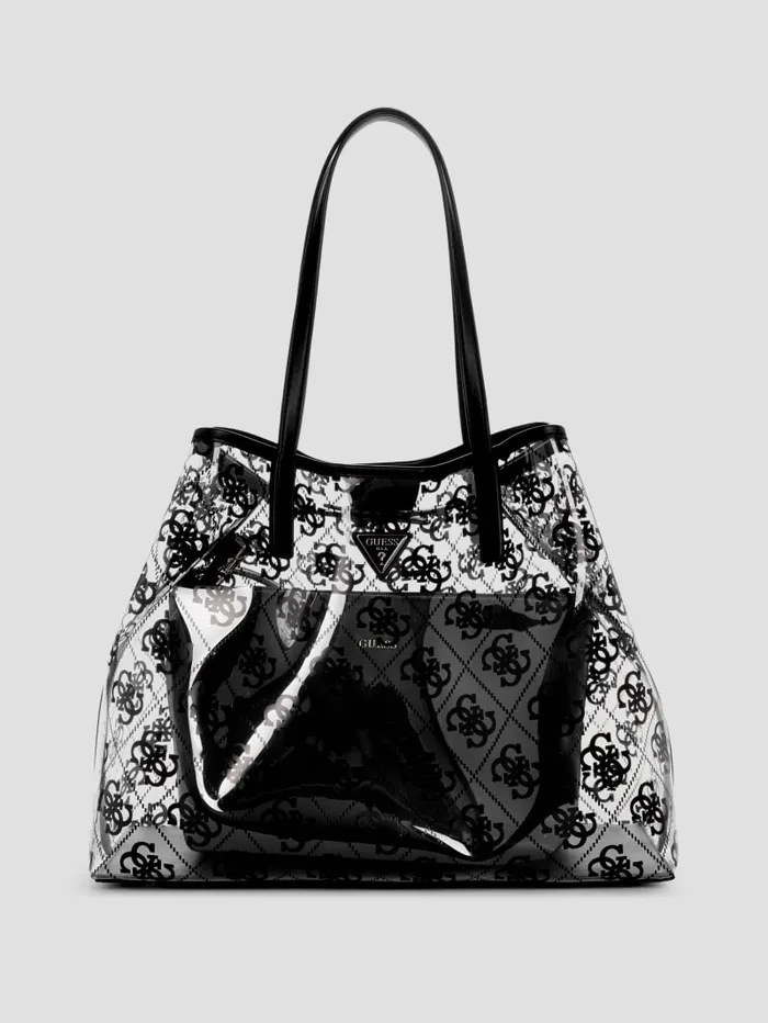 GUESS Handbags Tuana Clear Quattro G Large Tote Black 8211 Women