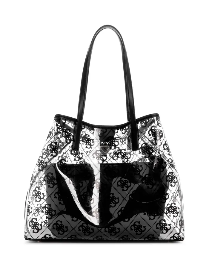 GUESS Handbags Tuana Clear Quattro G Large Tote Black 8211 Women