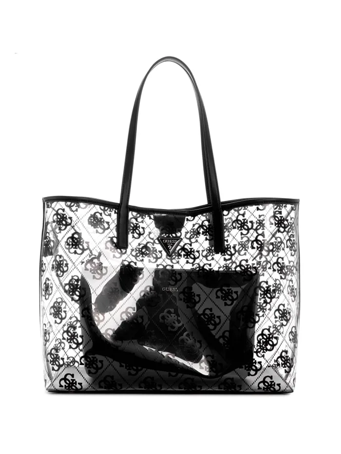 GUESS Handbags Tuana Clear Quattro G Large Tote Black 8211 Women