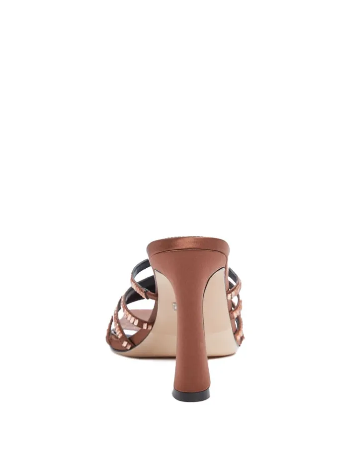 GUESS Heels Baguette Rhinestone Mule Bronze 8211 Unisex