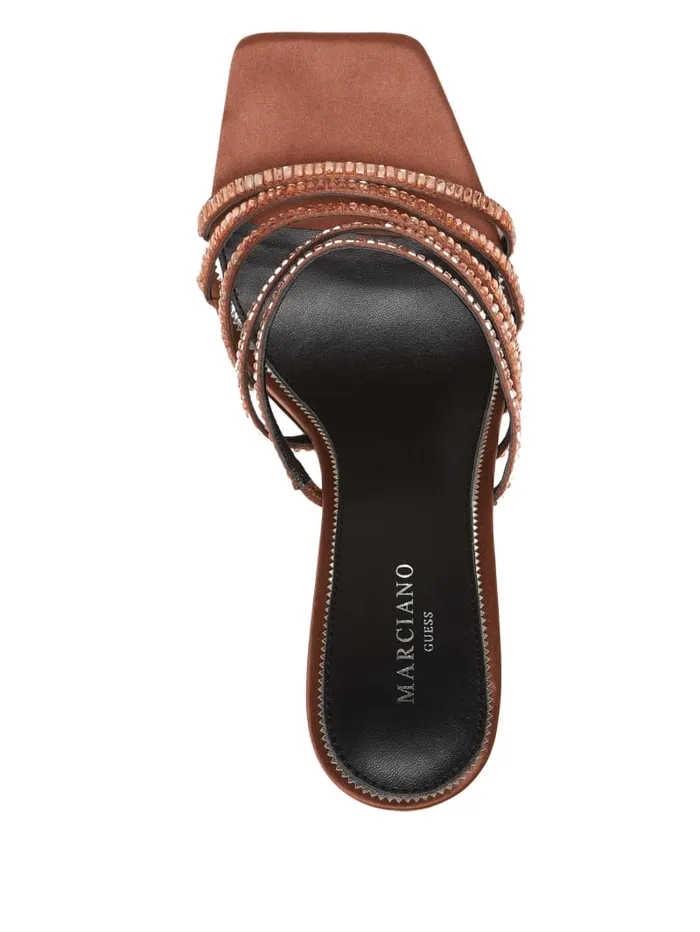 GUESS Heels Baguette Rhinestone Mule Bronze 8211 Unisex
