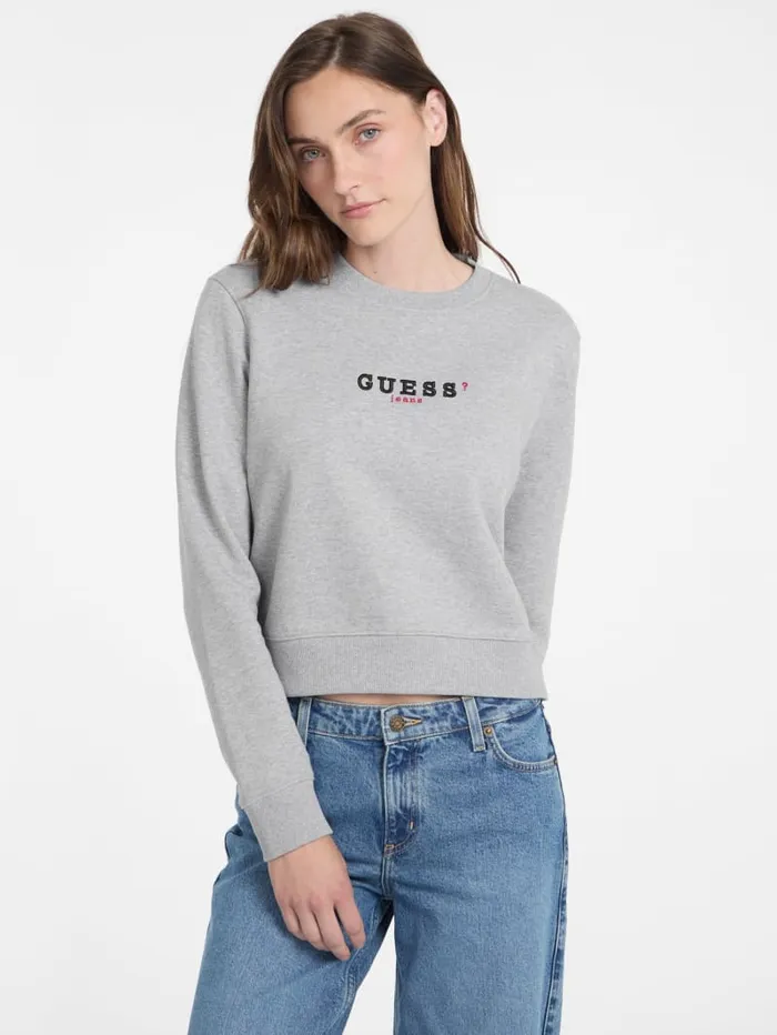 GUESS Hoodies and Sweaters Eco Crewneck Embroidered Sweatshirt Black 8211 Women