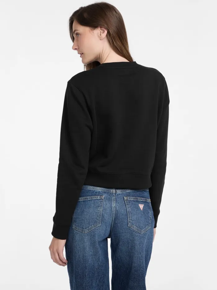 GUESS Hoodies and Sweaters Eco Crewneck Embroidered Sweatshirt Black 8211 Women