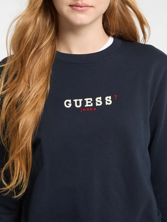 GUESS Hoodies and Sweaters Eco Crewneck Embroidered Sweatshirt Black 8211 Women