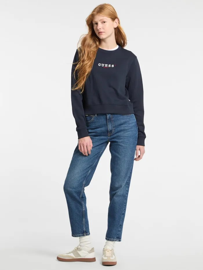 GUESS Hoodies and Sweaters Eco Crewneck Embroidered Sweatshirt Black 8211 Women