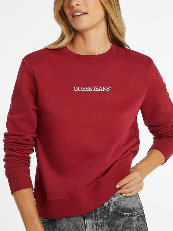 GUESS Hoodies and Sweaters Embroidered Logo Sweatshirt Red 8211 Women