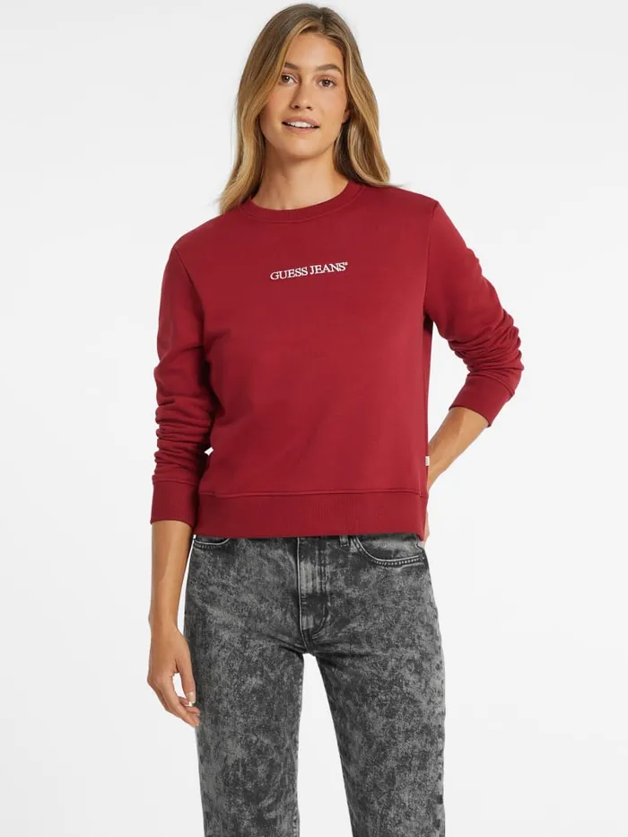 GUESS Hoodies and Sweaters Embroidered Logo Sweatshirt Red 8211 Women