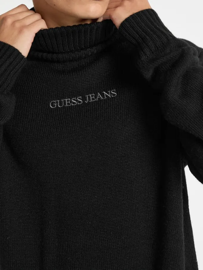 GUESS Hoodies and Sweaters Embroidered Logo Turtleneck Sweater Beige 8211 Men