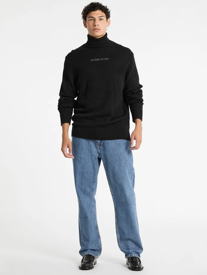 GUESS Hoodies and Sweaters Embroidered Logo Turtleneck Sweater Beige 8211 Men