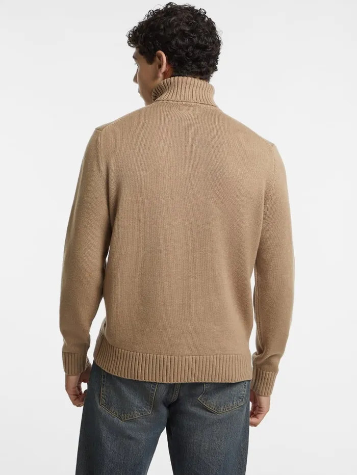 GUESS Hoodies and Sweaters Embroidered Logo Turtleneck Sweater Beige 8211 Men