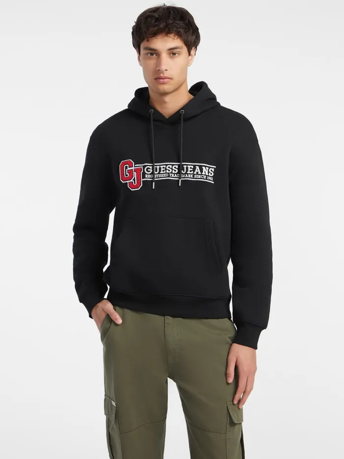 GUESS Hoodies and Sweaters Logo Patch Hoodie Black 8211 Men