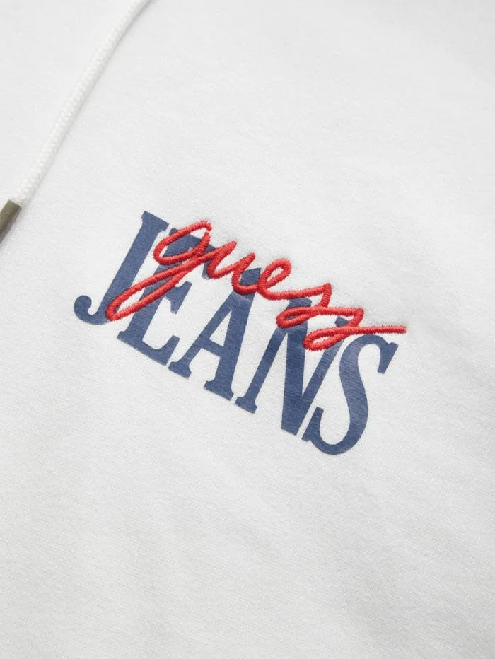 GUESS Hoodies and Sweaters Mixed Chest Logo Hoodie White 8211 Men