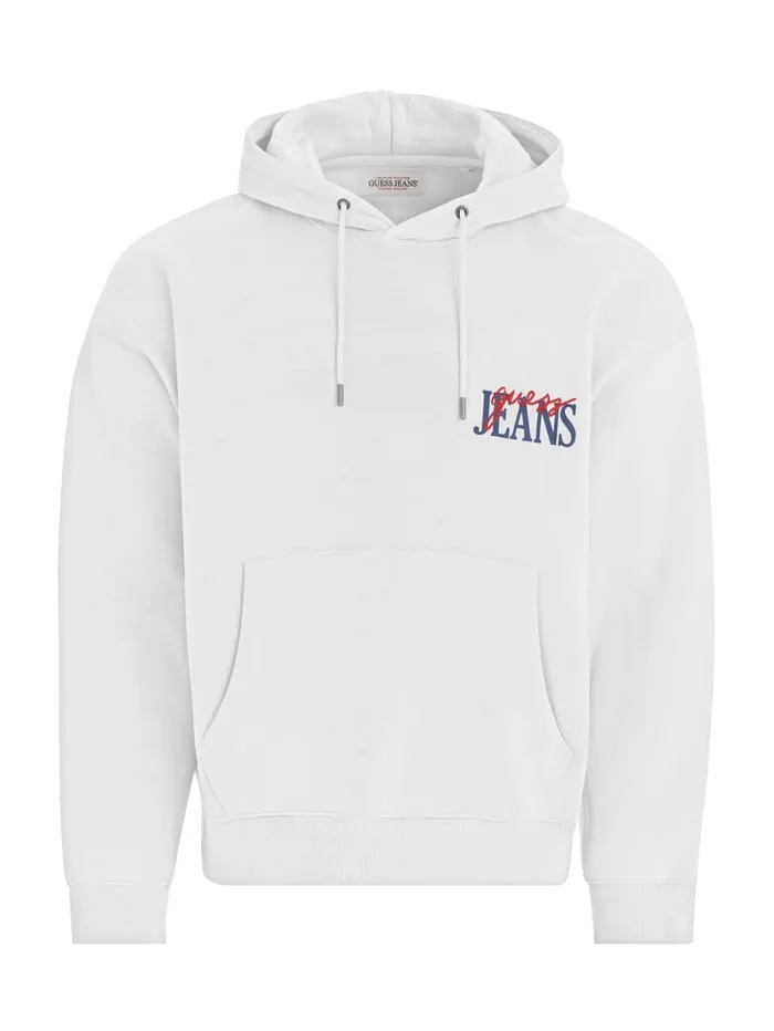 GUESS Hoodies and Sweaters Mixed Chest Logo Hoodie White 8211 Men