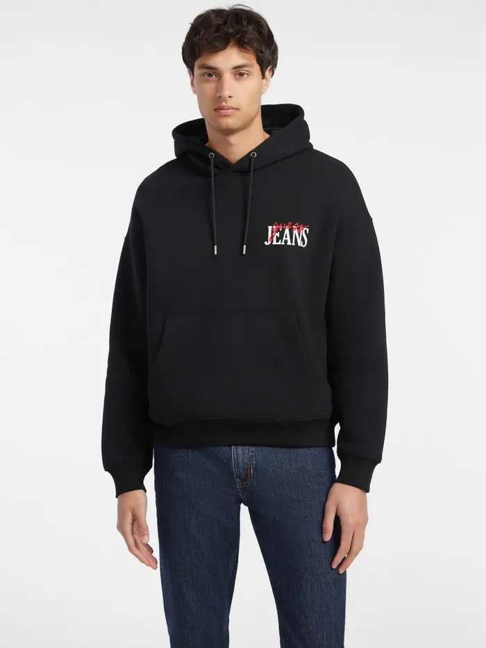 GUESS Hoodies and Sweaters Mixed Chest Logo Hoodie White 8211 Men