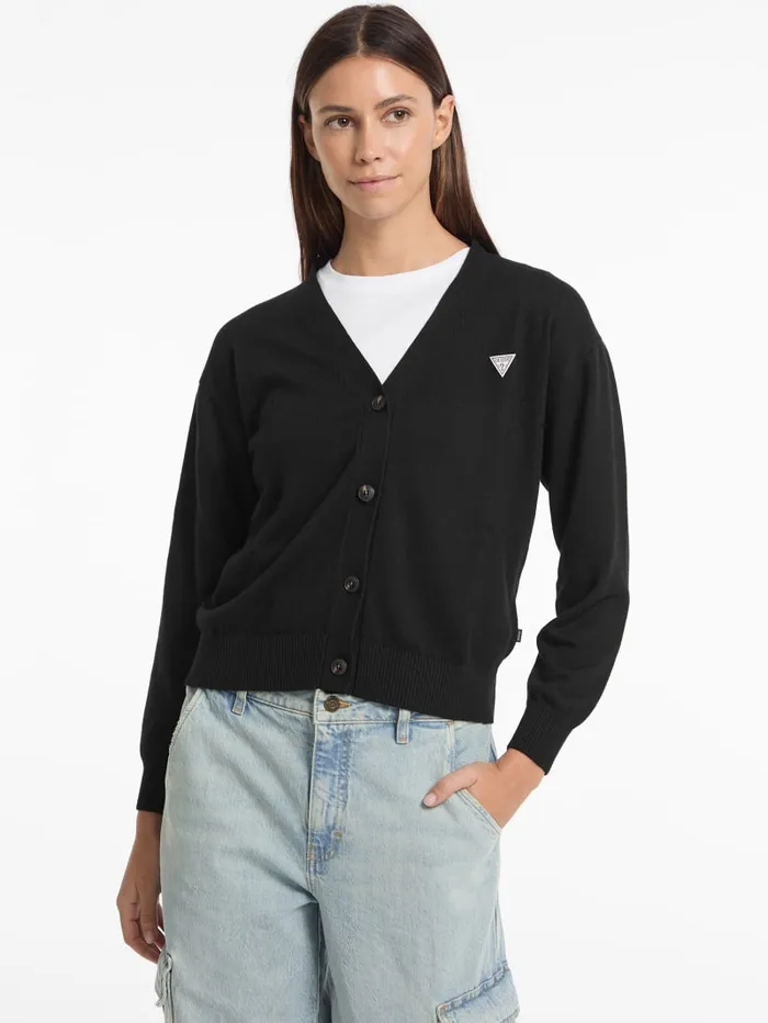 GUESS Hoodies and Sweaters Silk And WoolBlend Mini Triangle Cardigan White 8211 Women