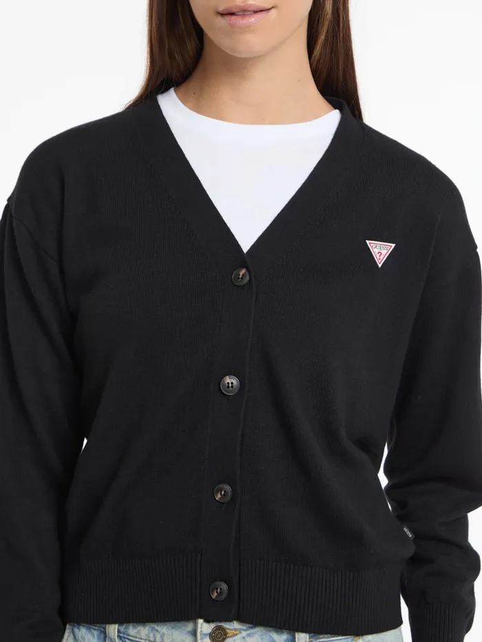 GUESS Hoodies and Sweaters Silk And WoolBlend Mini Triangle Cardigan White 8211 Women