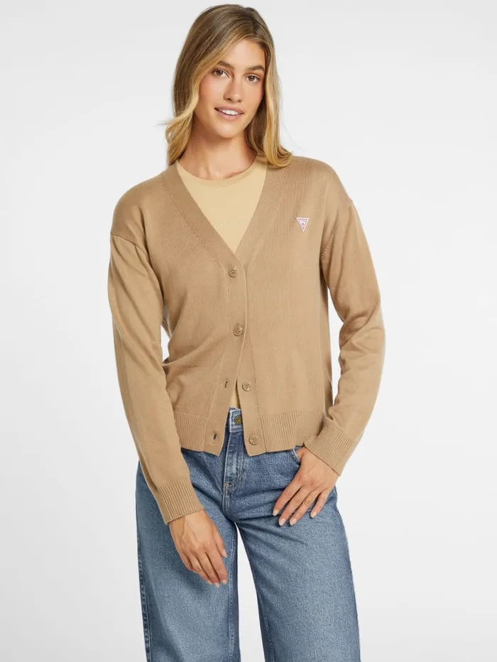 GUESS Hoodies and Sweaters Silk And WoolBlend Mini Triangle Cardigan White 8211 Women