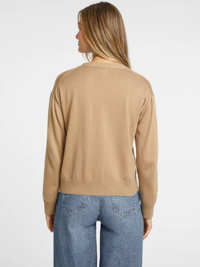 GUESS Hoodies and Sweaters Silk And WoolBlend Mini Triangle Cardigan White 8211 Women