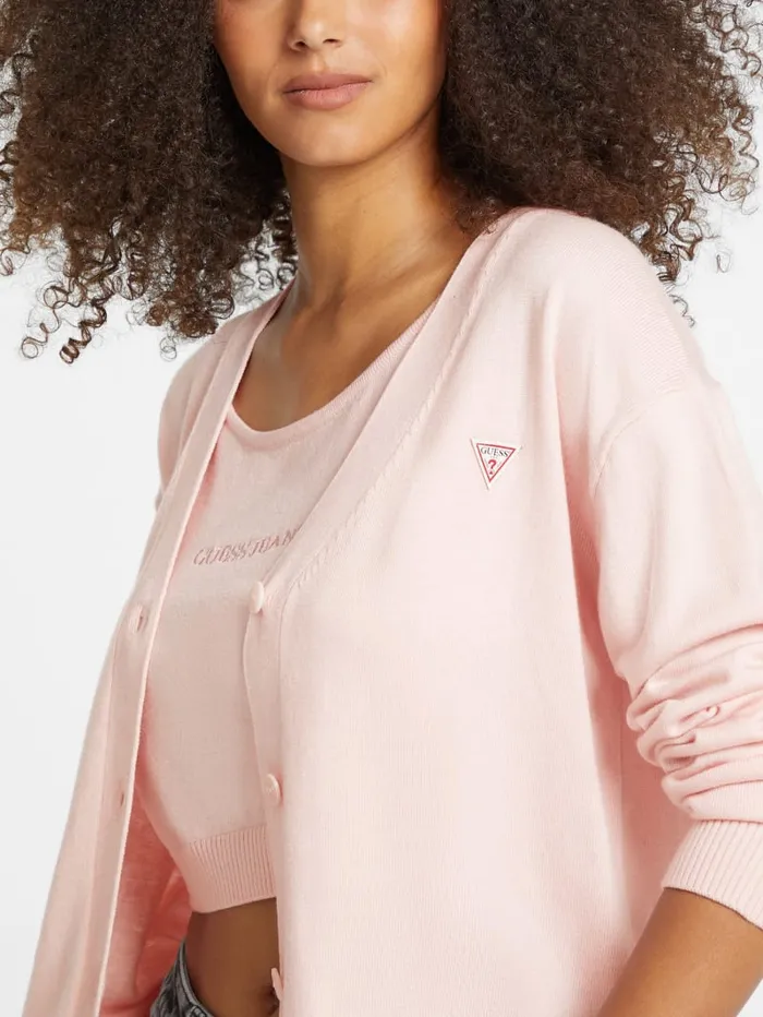GUESS Hoodies and Sweaters Silk And WoolBlend Mini Triangle Cardigan White 8211 Women