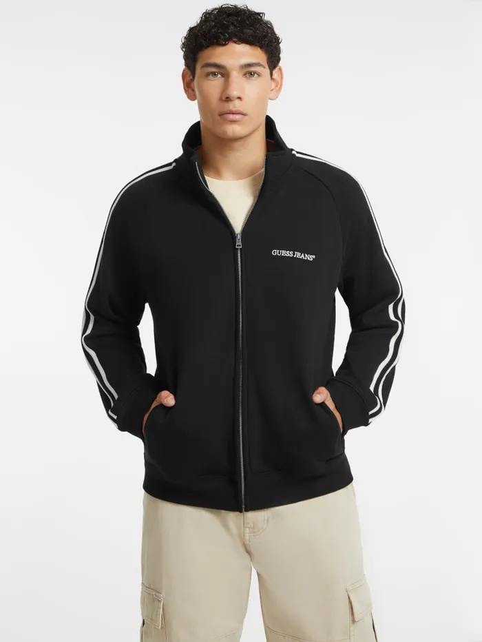 GUESS Hoodies and Sweaters Striped Tape ZipUp Sweatshirt Blue 8211 Men