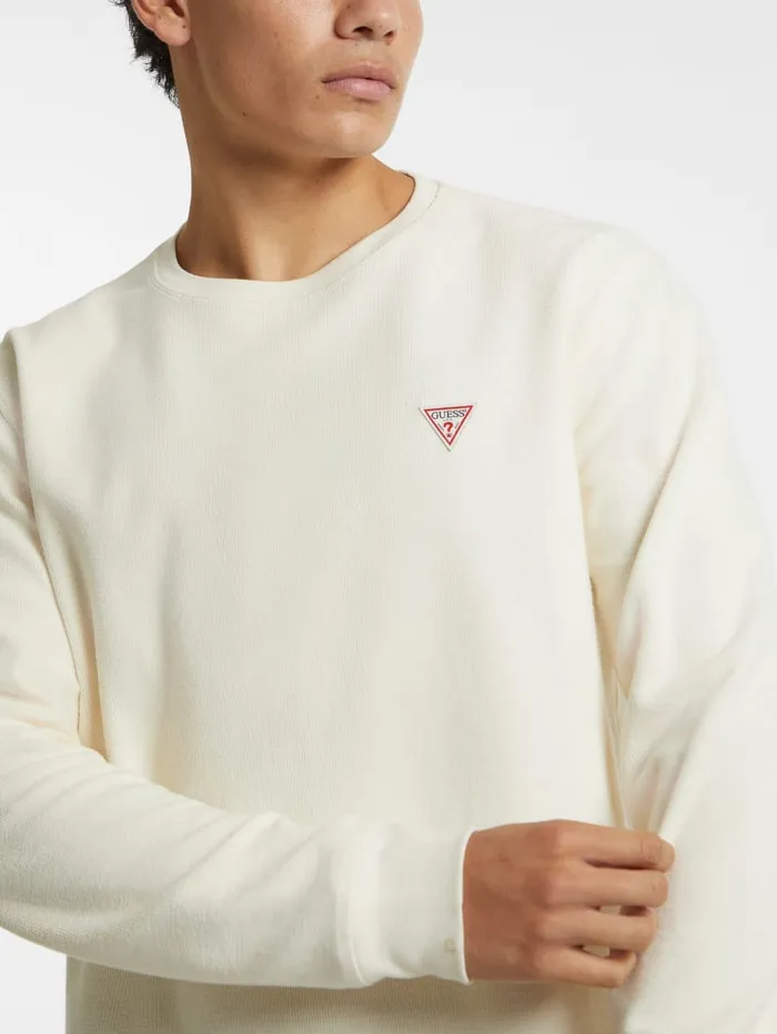 GUESS Hoodies and Sweaters WaffleKnit Mini Triangle LongSleeve Tee Green 8211 Men