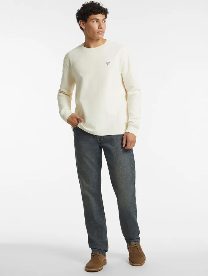 GUESS Hoodies and Sweaters WaffleKnit Mini Triangle LongSleeve Tee Green 8211 Men