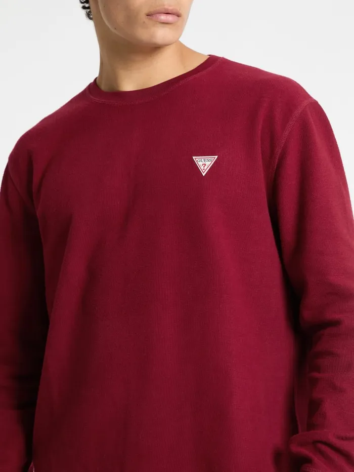 GUESS Hoodies and Sweaters WaffleKnit Mini Triangle LongSleeve Tee Green 8211 Men