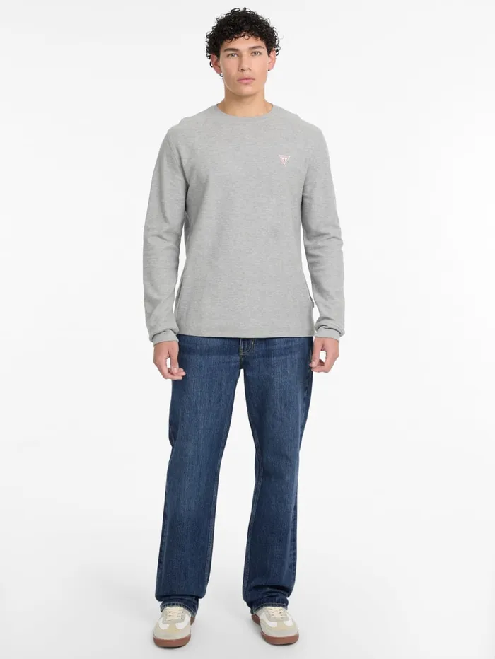 GUESS Hoodies and Sweaters WaffleKnit Mini Triangle LongSleeve Tee Green 8211 Men