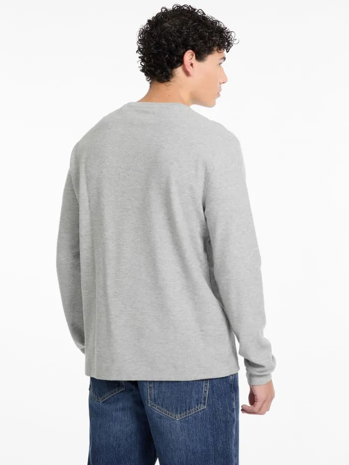 GUESS Hoodies and Sweaters WaffleKnit Mini Triangle LongSleeve Tee Green 8211 Men