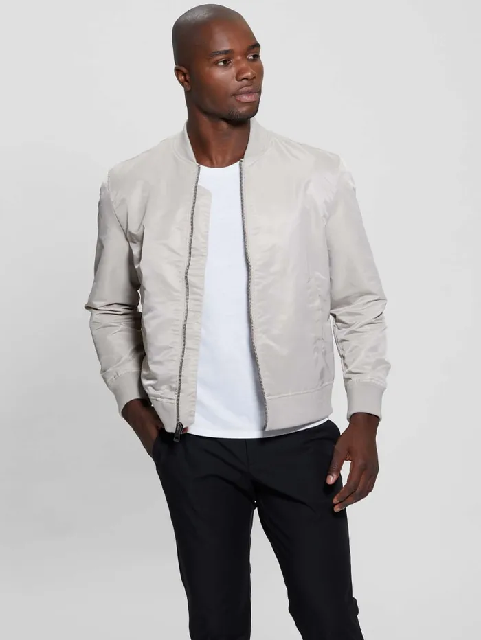 GUESS Jackets and Coats Ace Satin Flight Jacket Beige 8211 Men