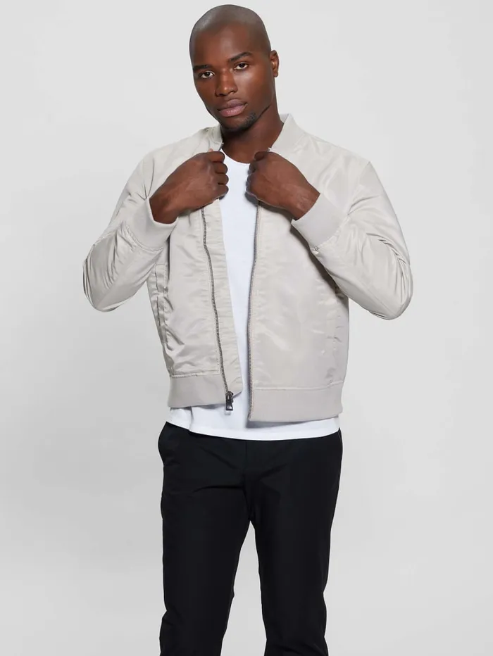 GUESS Jackets and Coats Ace Satin Flight Jacket Beige 8211 Men