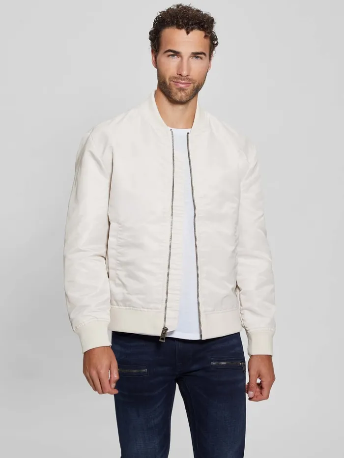 GUESS Jackets and Coats Ace Satin Flight Jacket Beige 8211 Men