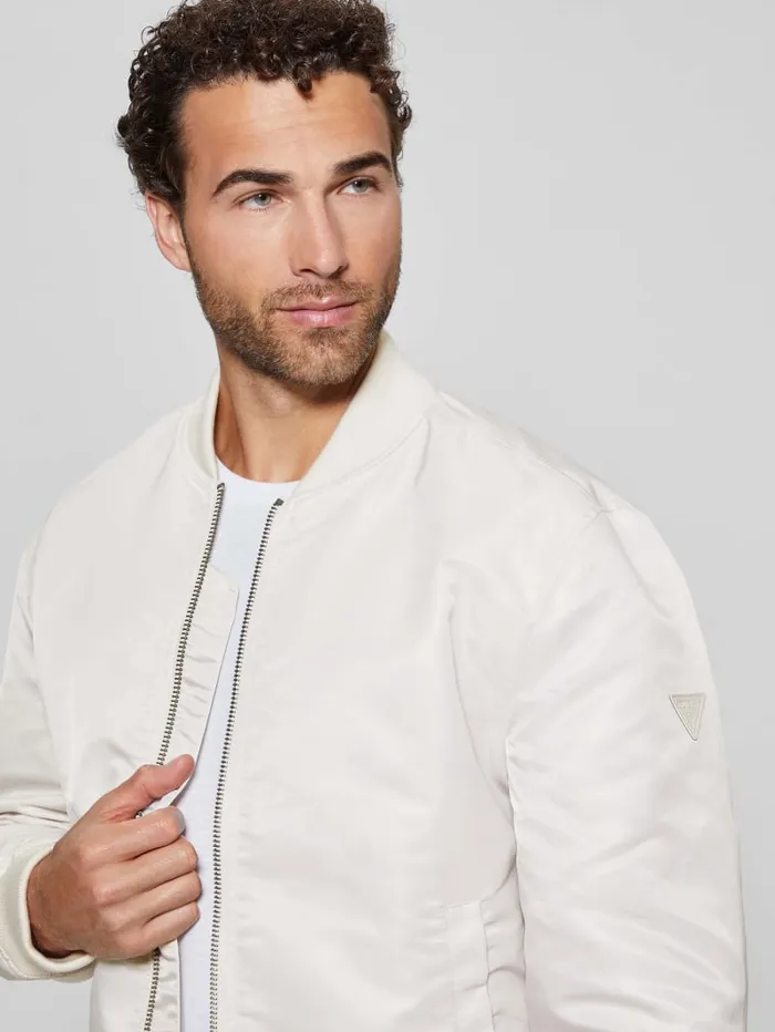 GUESS Jackets and Coats Ace Satin Flight Jacket Beige 8211 Men