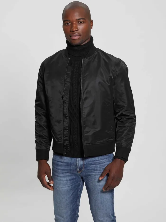 GUESS Jackets and Coats Ace Satin Flight Jacket Beige 8211 Men