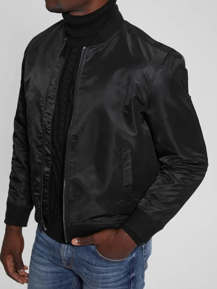 GUESS Jackets and Coats Ace Satin Flight Jacket Beige 8211 Men