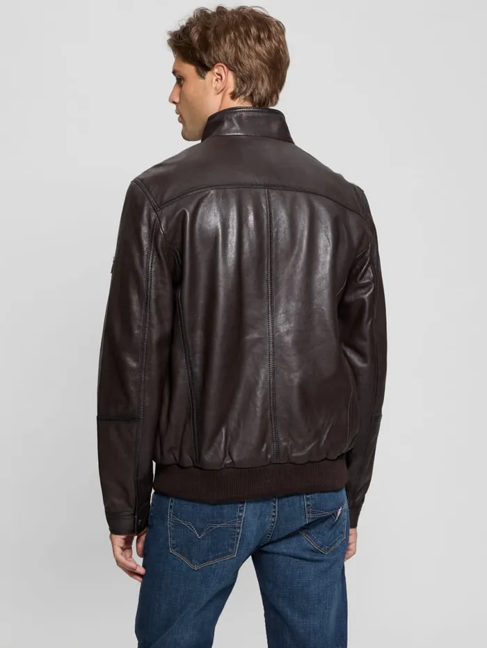 GUESS Jackets and Coats Bradley Leather Jacket Brown 8211 Men