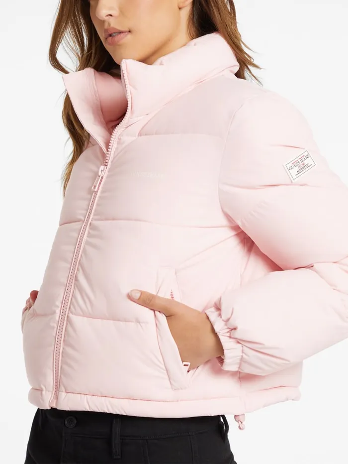 GUESS Jackets and Coats Crop Puffer Jacket Pink 8211 Women