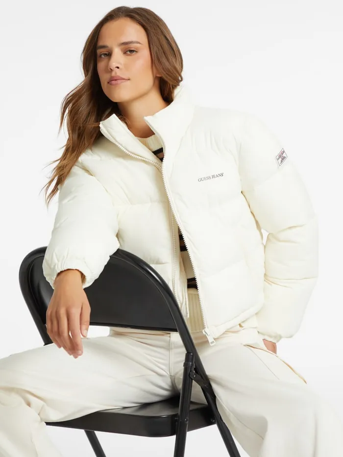 GUESS Jackets and Coats Crop Puffer Jacket Pink 8211 Women