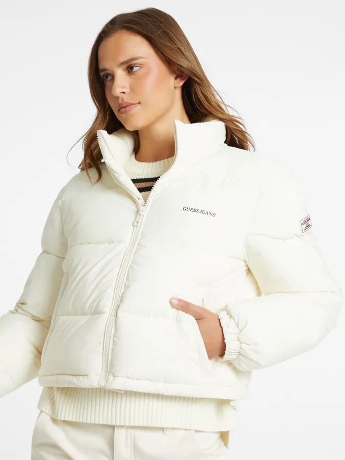 GUESS Jackets and Coats Crop Puffer Jacket Pink 8211 Women