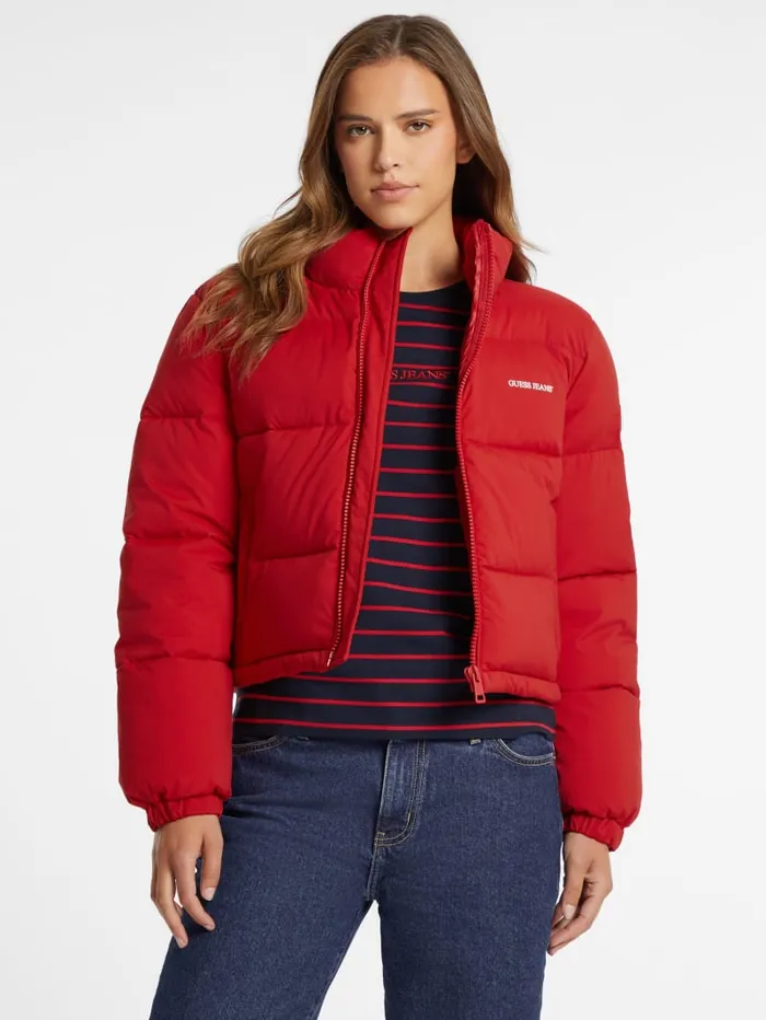 GUESS Jackets and Coats Crop Puffer Jacket Pink 8211 Women