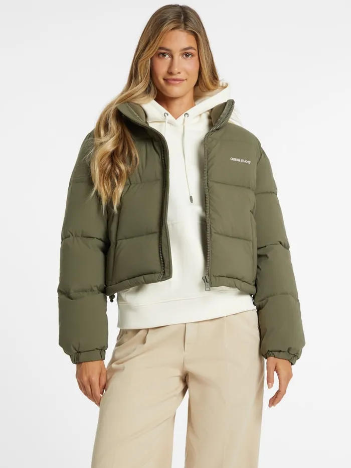 GUESS Jackets and Coats Crop Puffer Jacket Pink 8211 Women