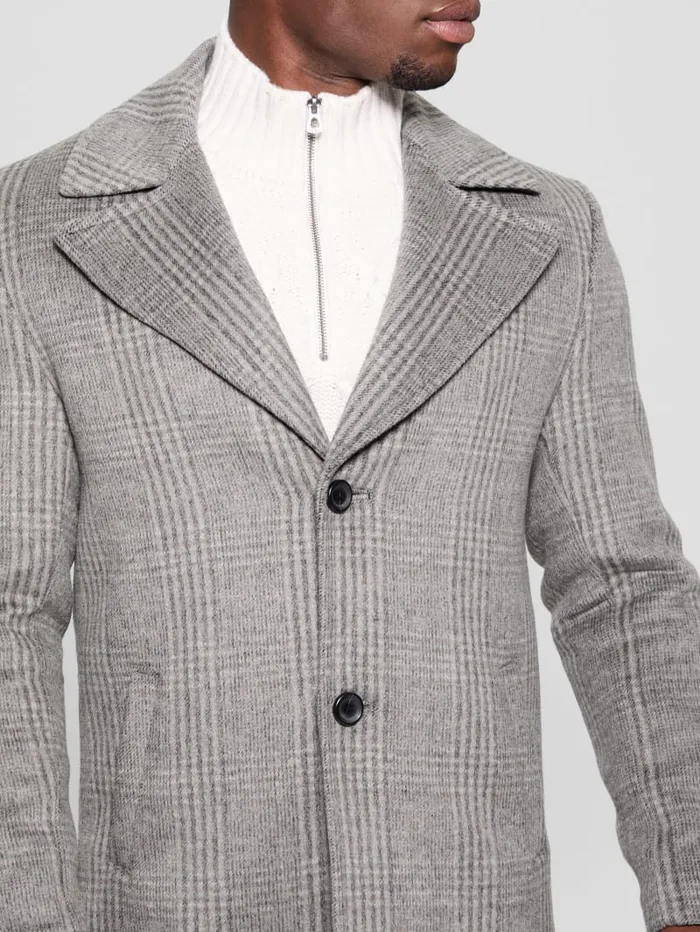 GUESS Jackets and Coats Darin WoolBlend Plaid Coat Black 8211 Men