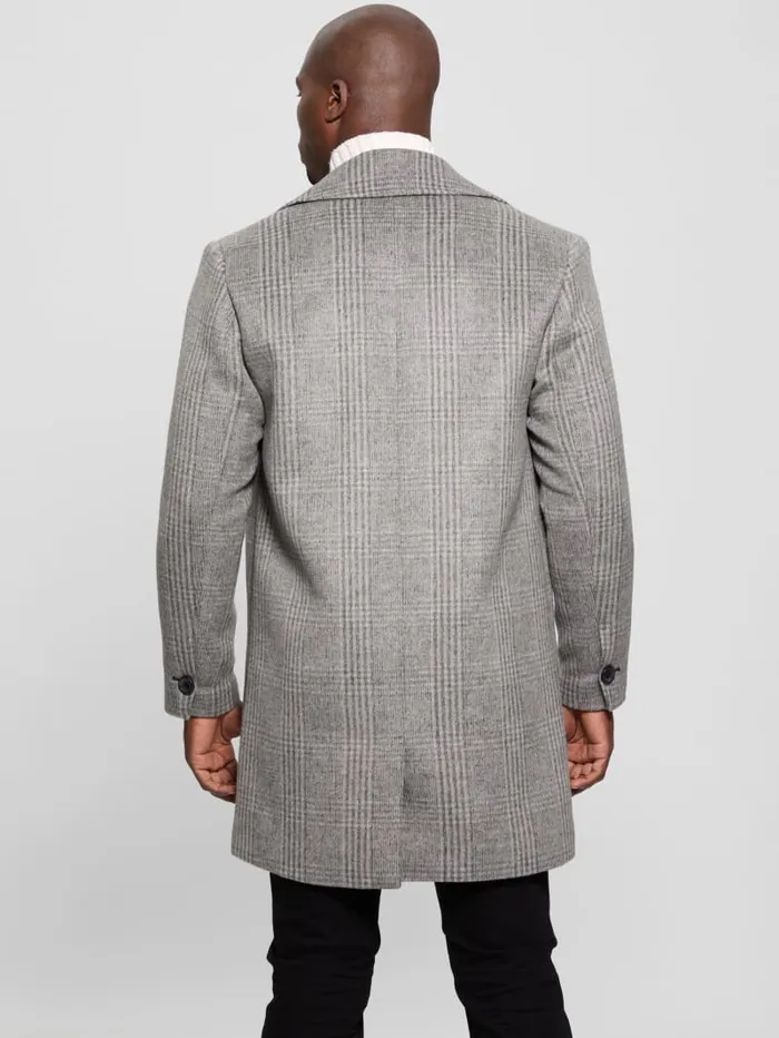 GUESS Jackets and Coats Darin WoolBlend Plaid Coat Black 8211 Men