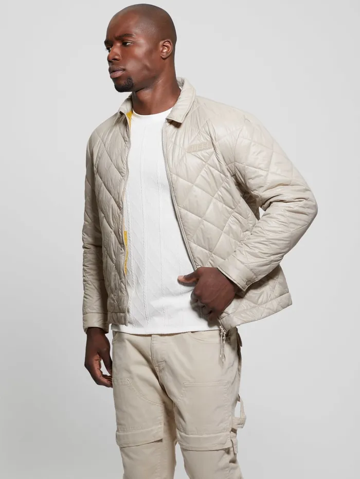 GUESS Jackets and Coats Eco Anchise Quilted Jacket Beige 8211 Men