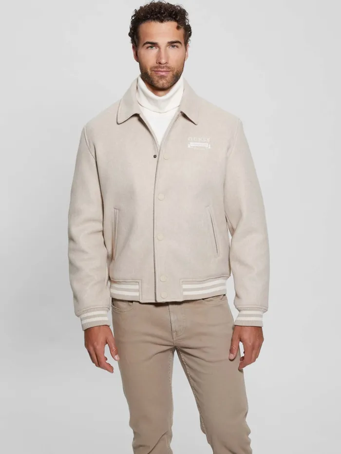 GUESS Jackets and Coats Eco Melton Flight Jacket Beige 8211 Men