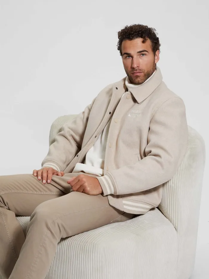 GUESS Jackets and Coats Eco Melton Flight Jacket Beige 8211 Men