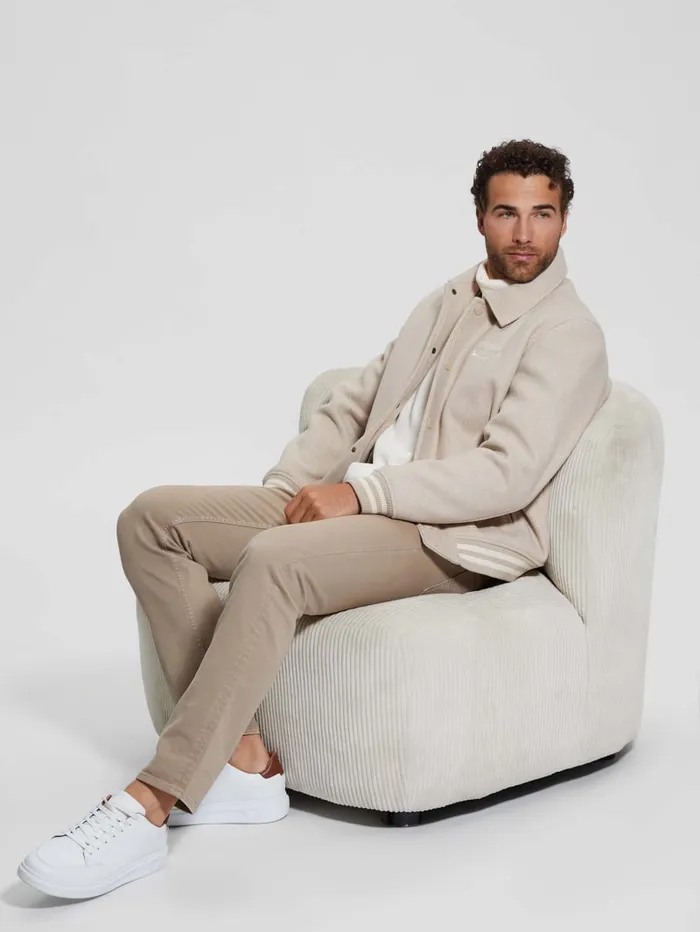 GUESS Jackets and Coats Eco Melton Flight Jacket Beige 8211 Men