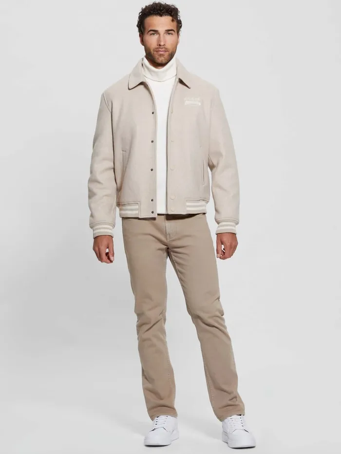 GUESS Jackets and Coats Eco Melton Flight Jacket Beige 8211 Men