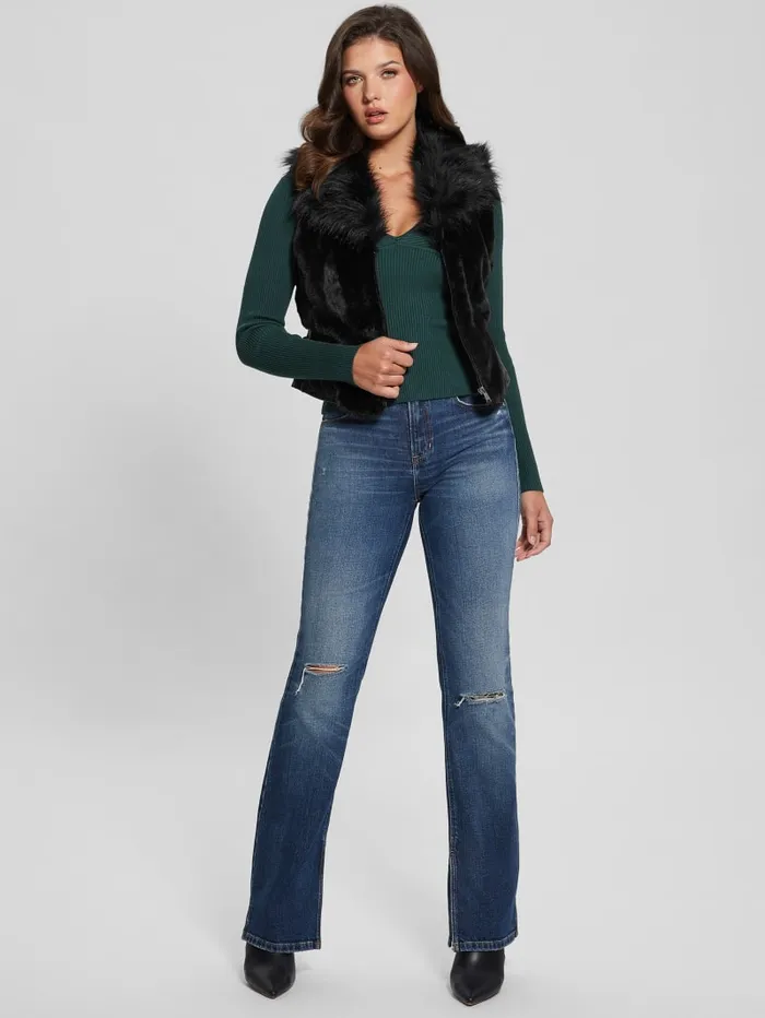GUESS Jackets and Coats Emma FauxFur Vest Black 8211 Women